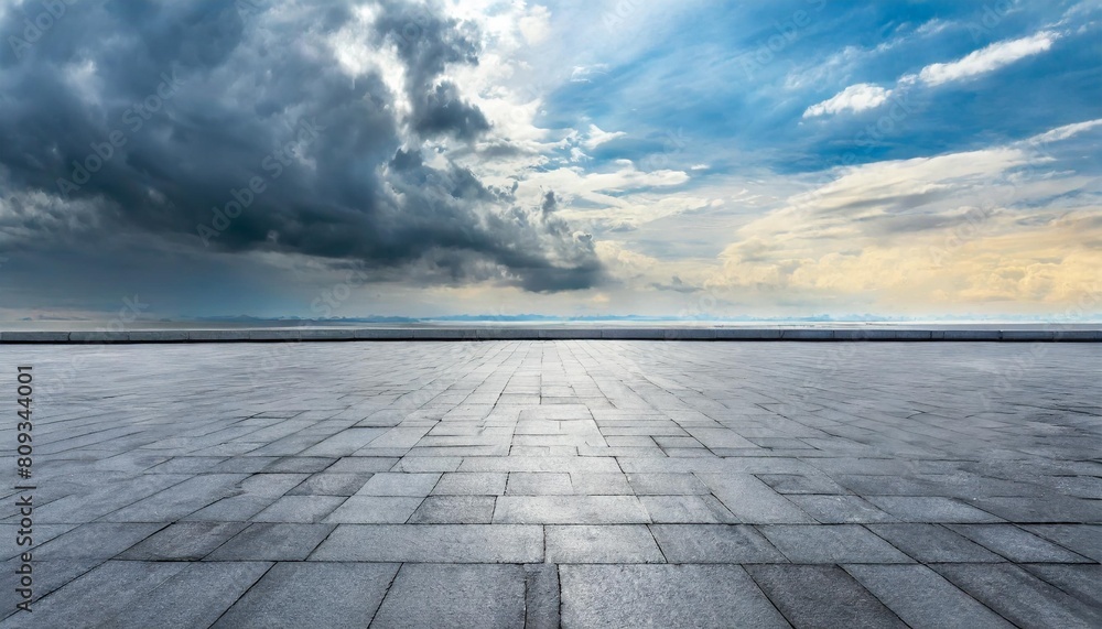 floor background with dramatic sky clouds empty panoramic horizon landscape