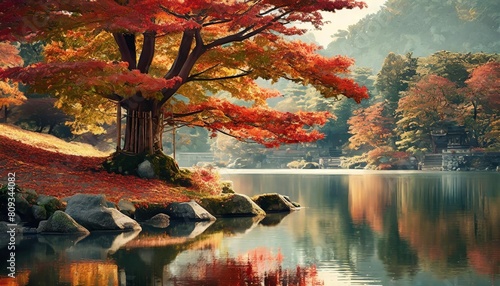 beautiful japonese maple in autumn colors photo