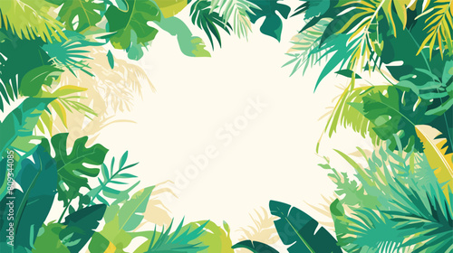 Square backdrop or background with green palm and m