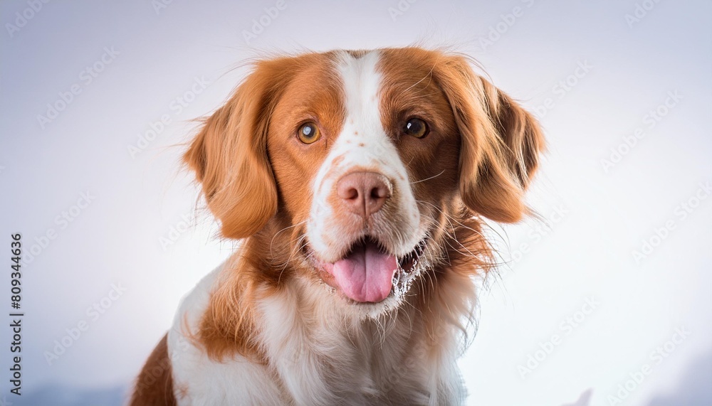 brittany spaniel dog isolated on white background generative ai