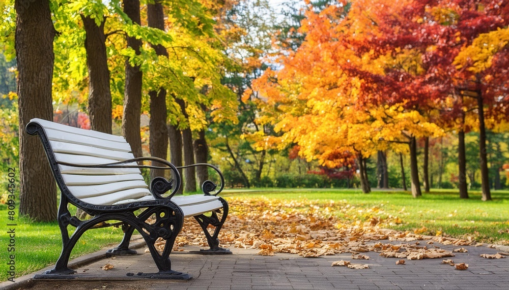 bench in the beautiful autumn park