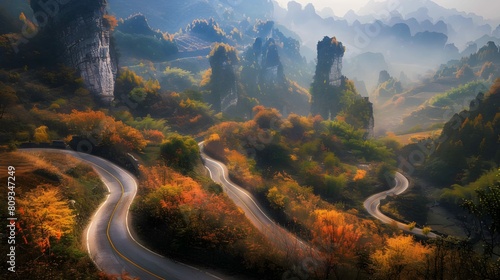 Winding road, China photo