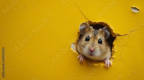 Curious Hamster Emerging from Yellow Hole © Andreas