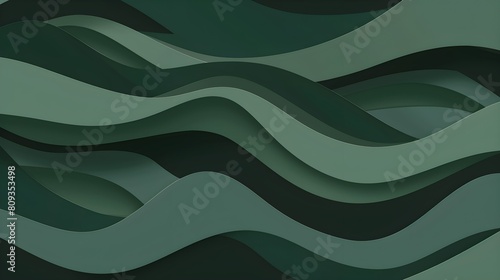 horizontal banner with waves. modern waves background illustration with dark green, olive drab and very dark green color photo