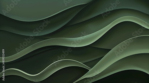 horizontal banner with waves. modern waves background illustration with dark green, olive drab and very dark green color photo