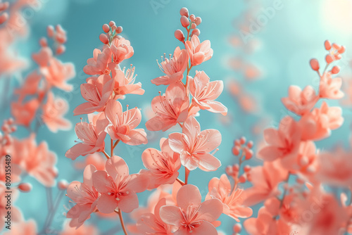 The light  airy hues of soft peach and sky blue  reminiscent of a tranquil afternoon in the garden. Concept of outdoor relaxation. Generative Ai.