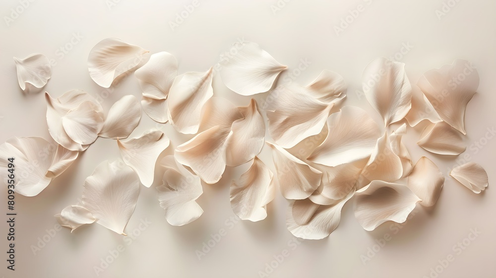 An artistic and delicate arrangement of abstract flower petals, bathed in soft pastel beige hues that evoke a sense of calm and beauty, embodying the principles of aesthetic minimalism An artistic and delicate arrangement of abstract flower petals, bathed in soft pastel beige hues that evoke a sense of calm and beauty, embodying the principles of aesthetic minimalism