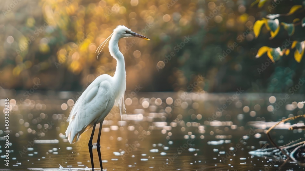 Naklejka premium Small heron with white plumage