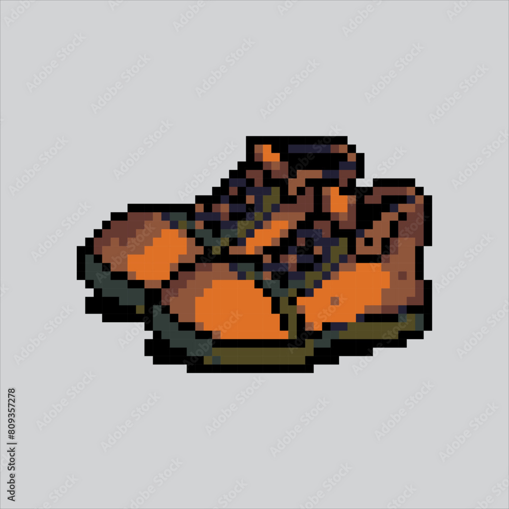 Pixel art illustration Shoes. Pixelated Shoes. Shoes Fashion pixelated for the pixel art game and icon for website and video game. old school retro.