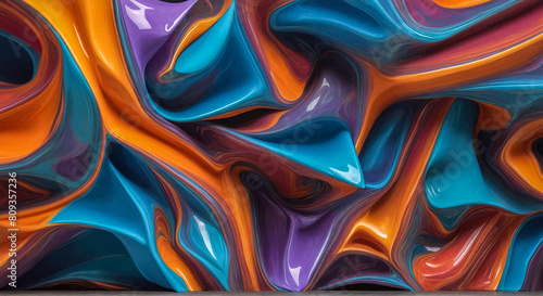 Colorful Abstract Art with Fluid Acrylic Waves and Swirls