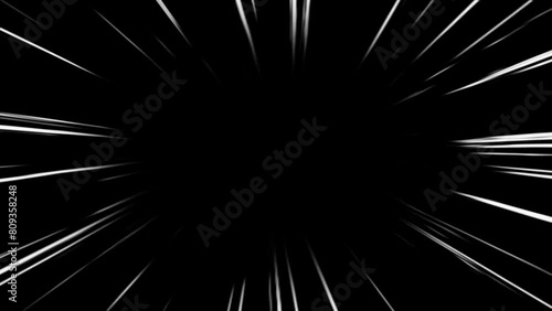 japanese anime speed line. Moving zoom speed line with transparent background. comic anime action speedline photo
