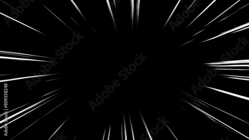 japanese anime speed line. Moving zoom speed line with transparent background. comic anime action speedline