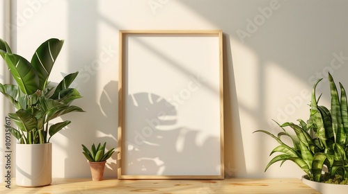 Frame mockup  ISO A paper size. Home Office wall poster mockup. Interior mockup with office background. Modern interior design. Billboard. 3D render 