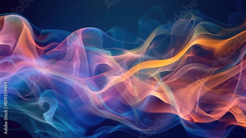 Wallpaper Mural Abstract colorful smoke waves on dark background Torontodigital.ca