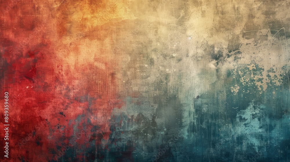 Abstract textured background with red to blue gradient and grunge elements