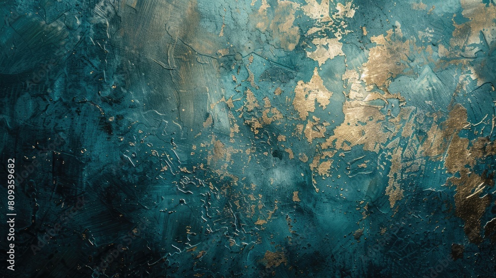 Textured blue and gold abstract painting