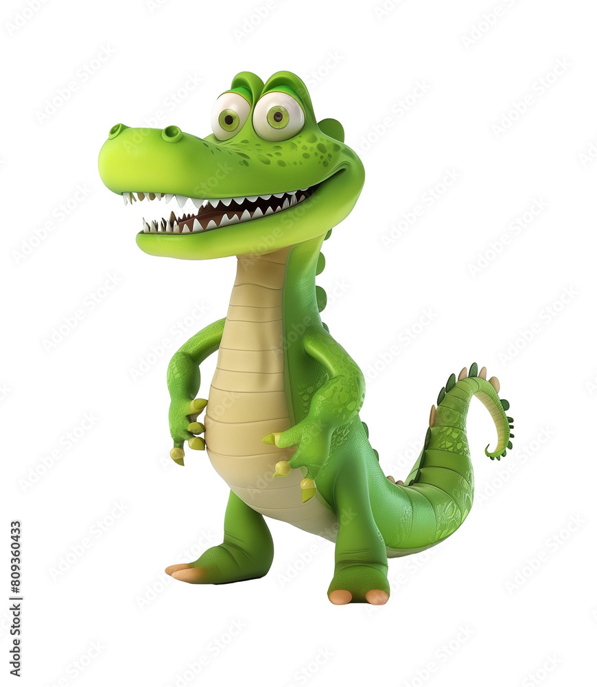 Fototapeta premium Cute crocodile cartoon style illustration transparent background. Lovely baby animals concept end wild animal