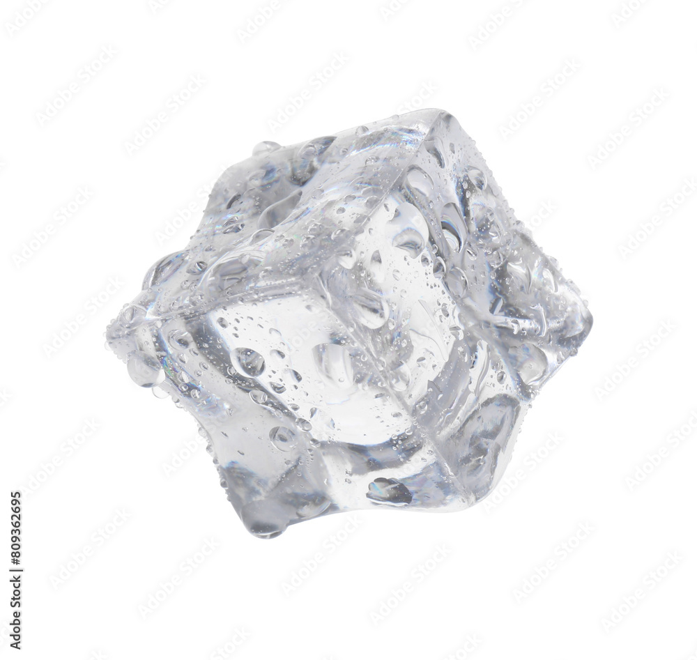 One crystal clear ice cube isolated on white One crystal clear ice cube isolated on white