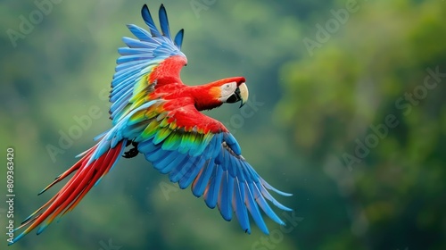 flying macaw, beautiful bird AI generated © Lisa_Art