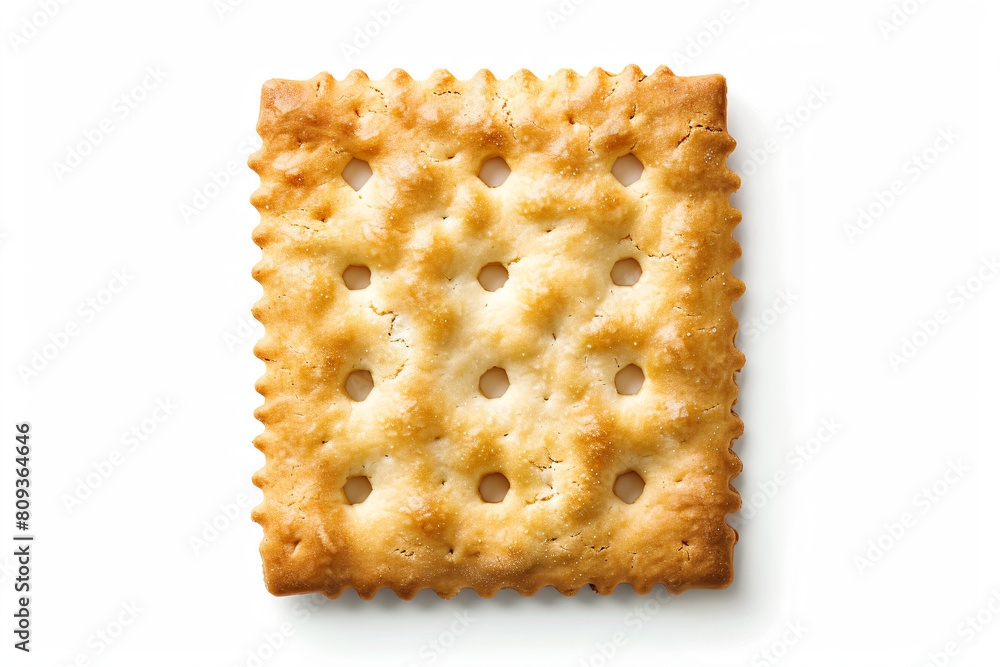 a cracker with holes on it on a white surface a cracker with holes on it on a white surface