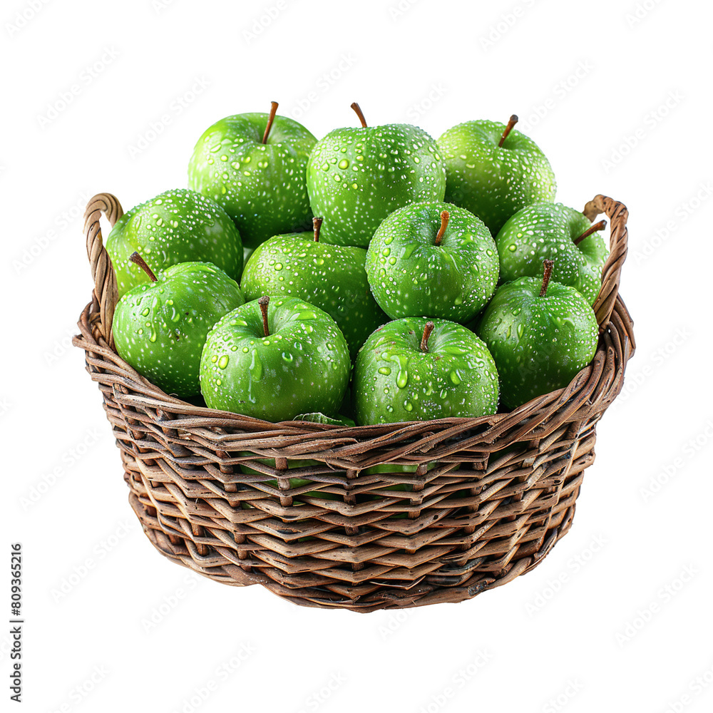 green apples in a basket isolated green apples in a basket isolated