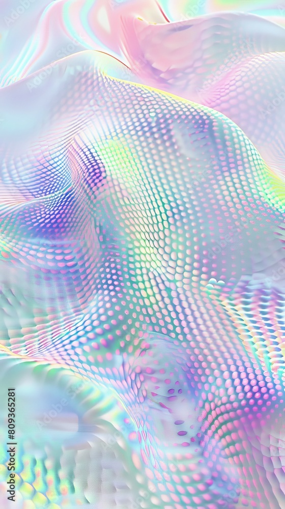 Obraz premium A vibrant iridescent background with dots and lines in glowing fun colors. 