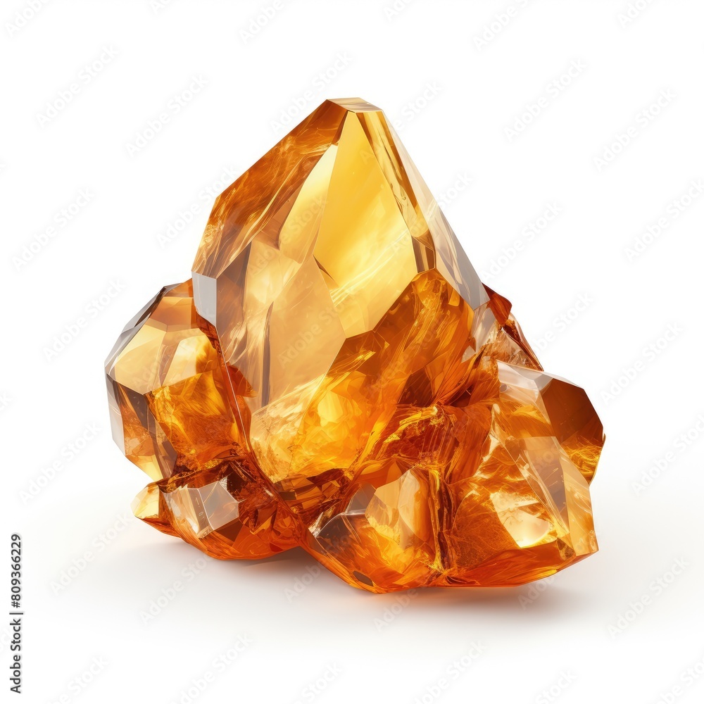 A shiny crystal nugget with a smooth and reflective surface, isolated against a white background, Ai Generated A shiny crystal nugget with a smooth and reflective surface, isolated against a white background, Ai Generated