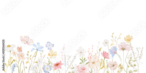 spring floral border for card pastel flowers with butterflies wildflower wreath design png transparent background collection garden flowers botanic Wedding floral design pattern 