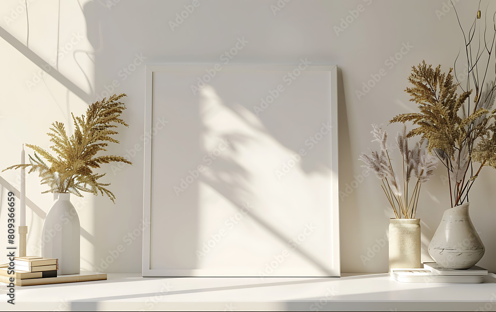 mockup frame in a clean, modern office setting. Emphasize simplicity and minimalism for a sleek design mockup frame in a clean, modern office setting. Emphasize simplicity and minimalism for a sleek design