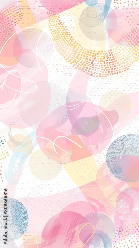 An abstract background in pastel colors with a pattern of lines and dots. 