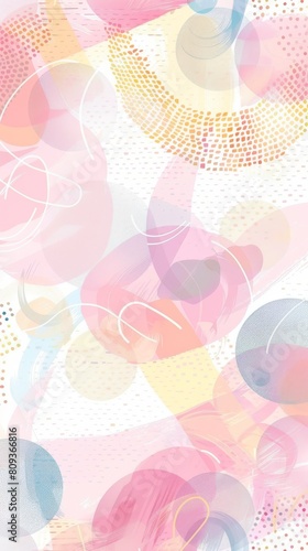 An abstract background in pastel colors with a pattern of lines and dots. 