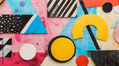 Geometric collage template Mixed shapes for creative photo arrangement, Ai Generated