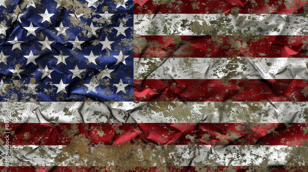 Sleek American flag with metallic textures and a glossy finish, Ai Generated Sleek American flag with metallic textures and a glossy finish, Ai Generated
