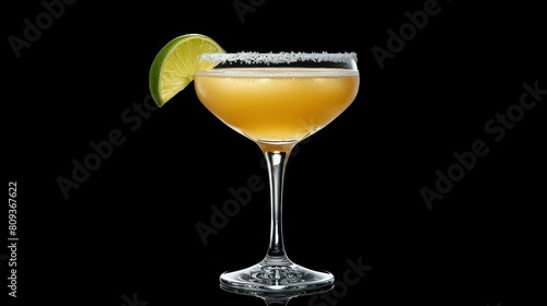 Perfect classic margarita with salt rim and lime garnish, stock image style, Ai Generated
