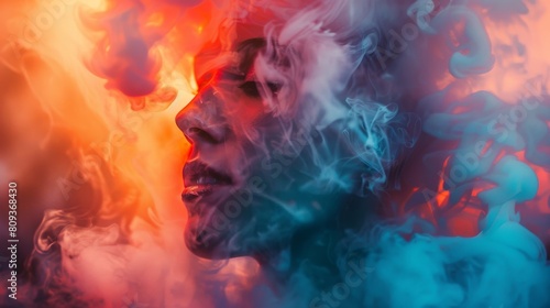 The man in the smoke of vape. The concept of vaping.