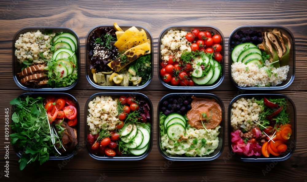 Healthy food delivery concept. Take away of natural organic meals in paper boxes. Healthy food delivery concept. Take away of natural organic meals in paper boxes.