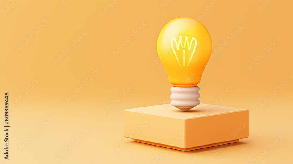 3D light bulb icon symbolizing bright ideas and creativity, Ai Generated 3D light bulb icon symbolizing bright ideas and creativity, Ai Generated