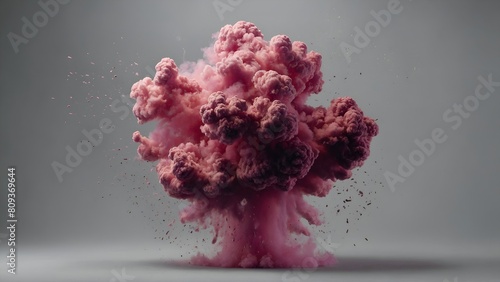 Set of pink explosion smoke isolated on transparent background