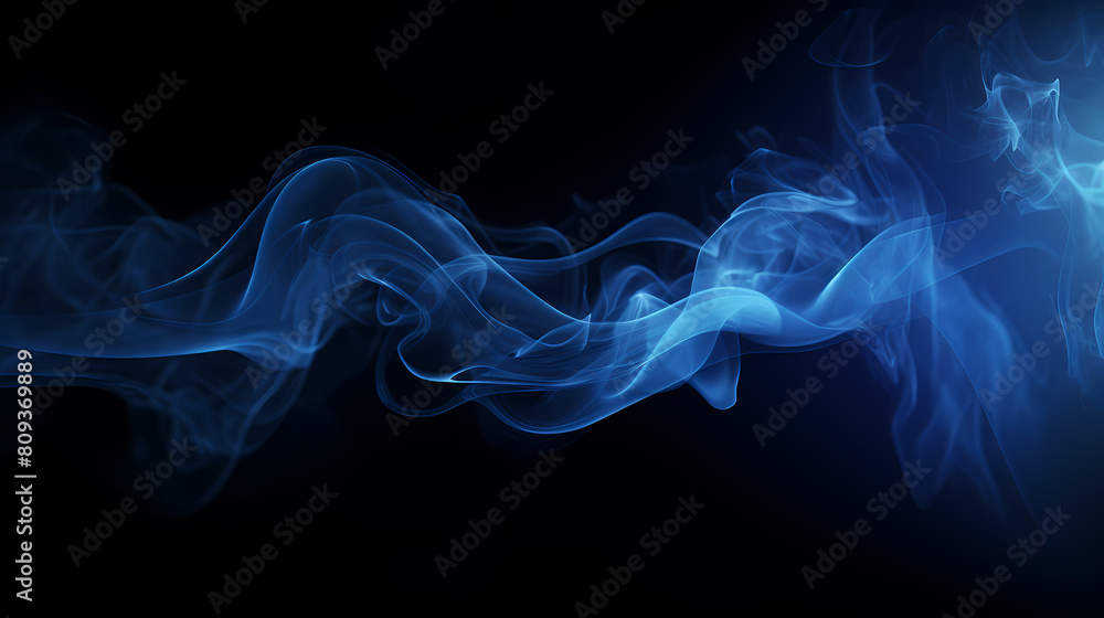 Abstract blue smoke wavy lines
