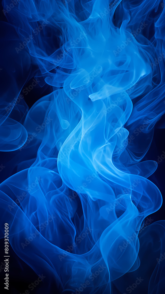 Obraz premium Abstract blue smoke wavy lines