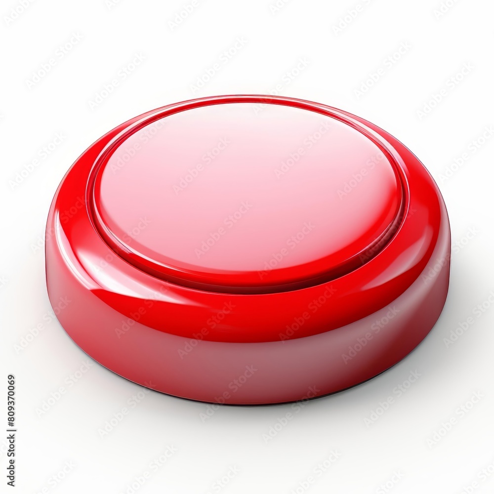 Easy button in clear focus on a pure white background, Ai Generated Easy button in clear focus on a pure white background, Ai Generated