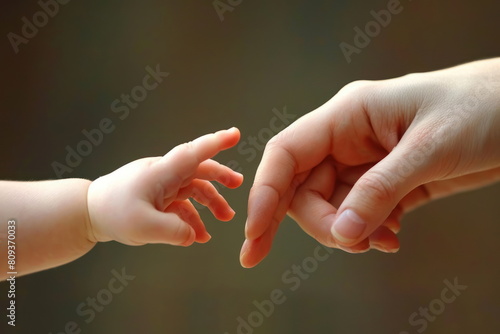 baby touch mom finger