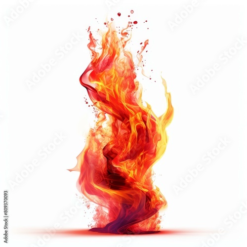 Stunning fire tornado artwork, isolated on a white background, Ai Generated