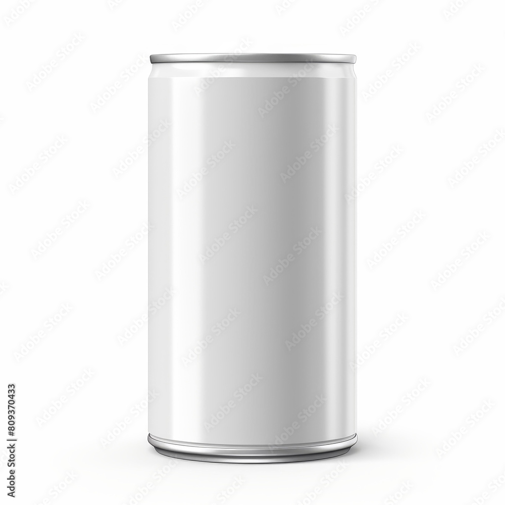 Aluminium ml can mockup, front view, white backdrop. Vector illustration, Ai Generated