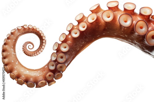 A view of a giant squids tentacle, isolated on white photo