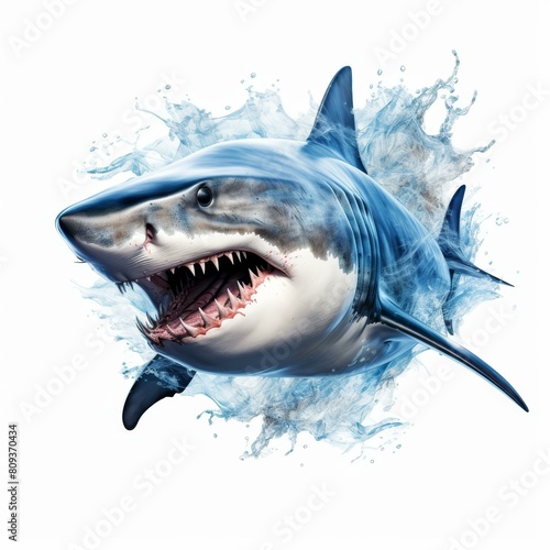 Stunning K image of a shark in pristine ocean waters  isolated on white  Ai Generated