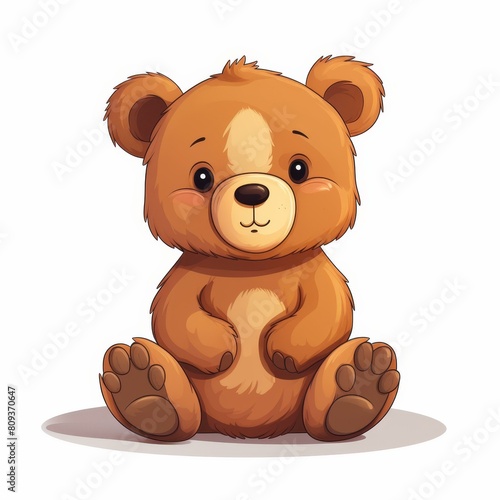 Adorable vector illustration of a cute bear sitting  isolated on white  Ai Generated