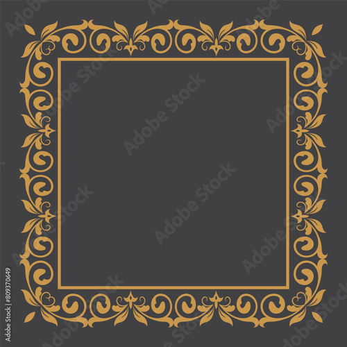Golden Vintage frame Ornament in square Size.Golden Border ornament.Suitable for wedding invitation card.