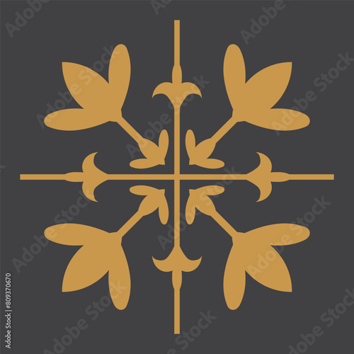 Golden Vintage mandala Ornament.Golden Border ornament. Classic oranate flower, star and mandala. Suitable for wedding invitation card.