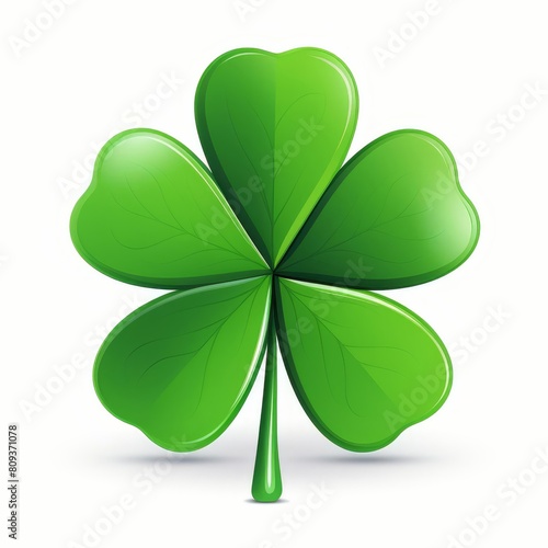 Icon of a flat design fourleaf clover for good luck, Ai Generated photo